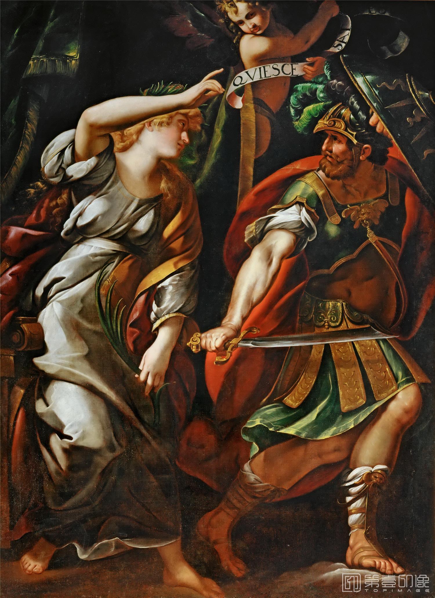 油画-卢浮宫-Giulio Cesare Procaccini (1574-1625)Peace Driving Away War-0805